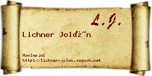 Lichner Jolán névjegykártya